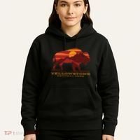 Yellowstone National Park Wyoming Buffalo Bison Sunset Hoodie thumb 5