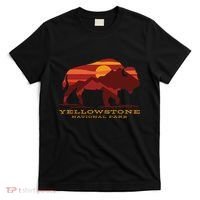 Yellowstone National Park Wyoming Buffalo Bison Sunset T-Shirt thumb 0