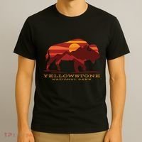 Yellowstone National Park Wyoming Buffalo Bison Sunset T-Shirt thumb 3