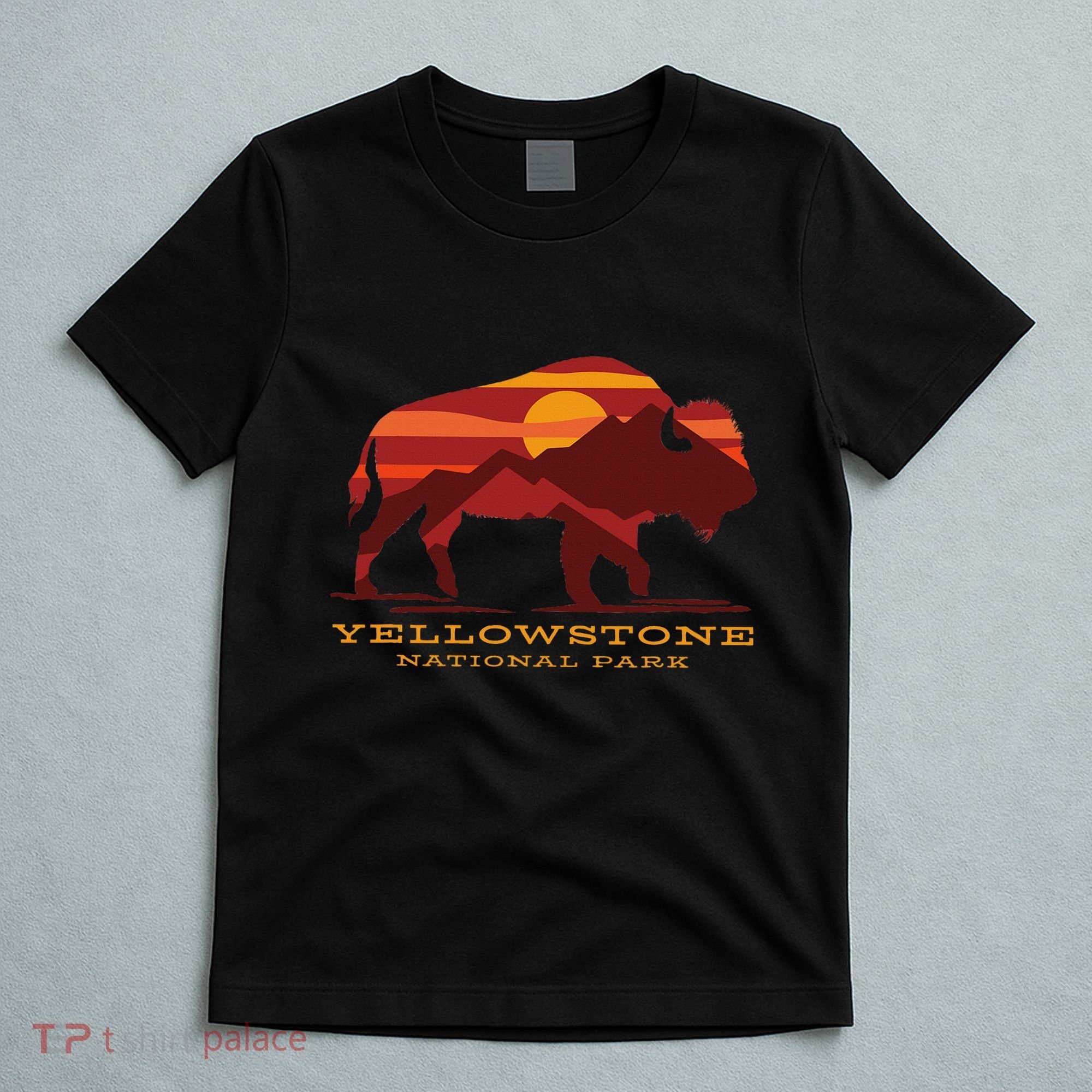 Yellowstone National Park Wyoming Buffalo Bison Sunset T-Shirt