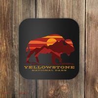 Yellowstone National Park Wyoming Buffalo Bison Sunset Coaster thumb 0