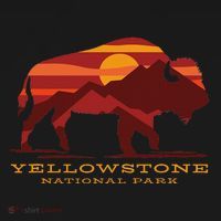 Yellowstone National Park Wyoming Buffalo Bison Sunset Coaster thumb 2