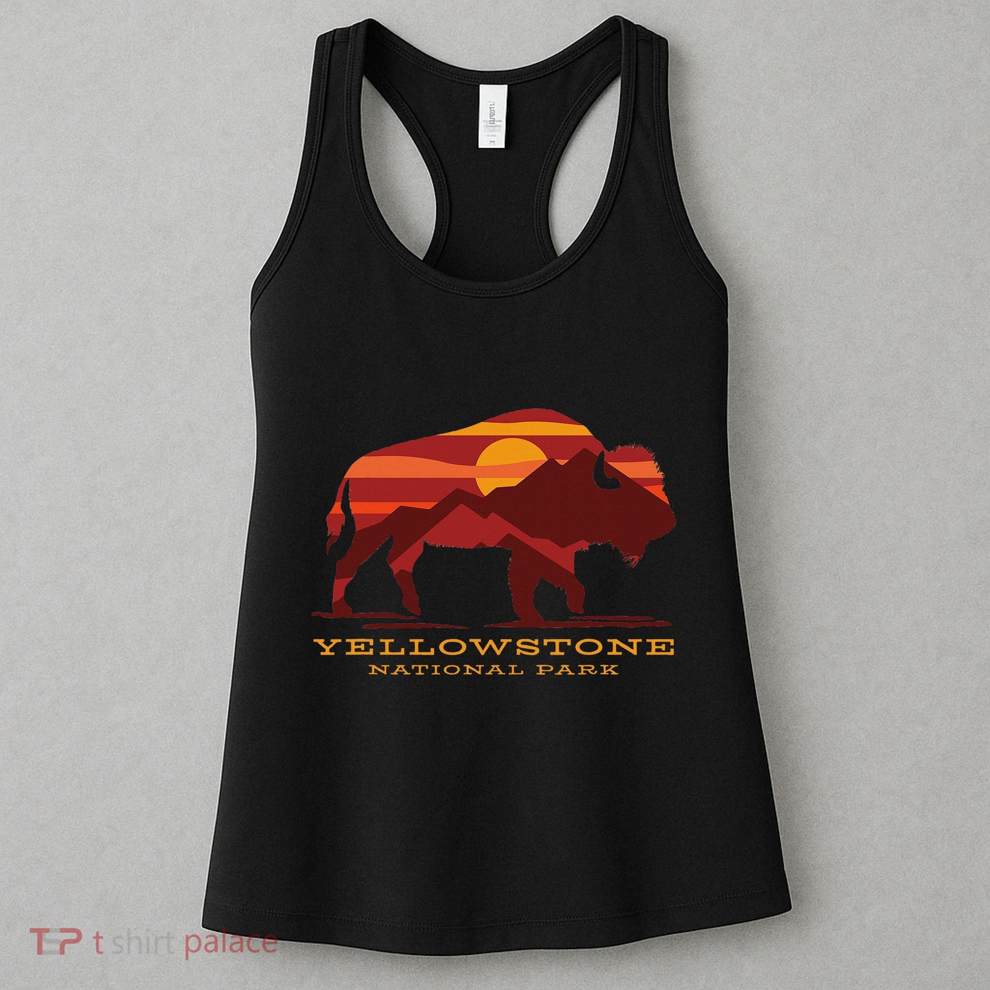 Yellowstone National Park Wyoming Buffalo Bison Sunset Women's Tank Top