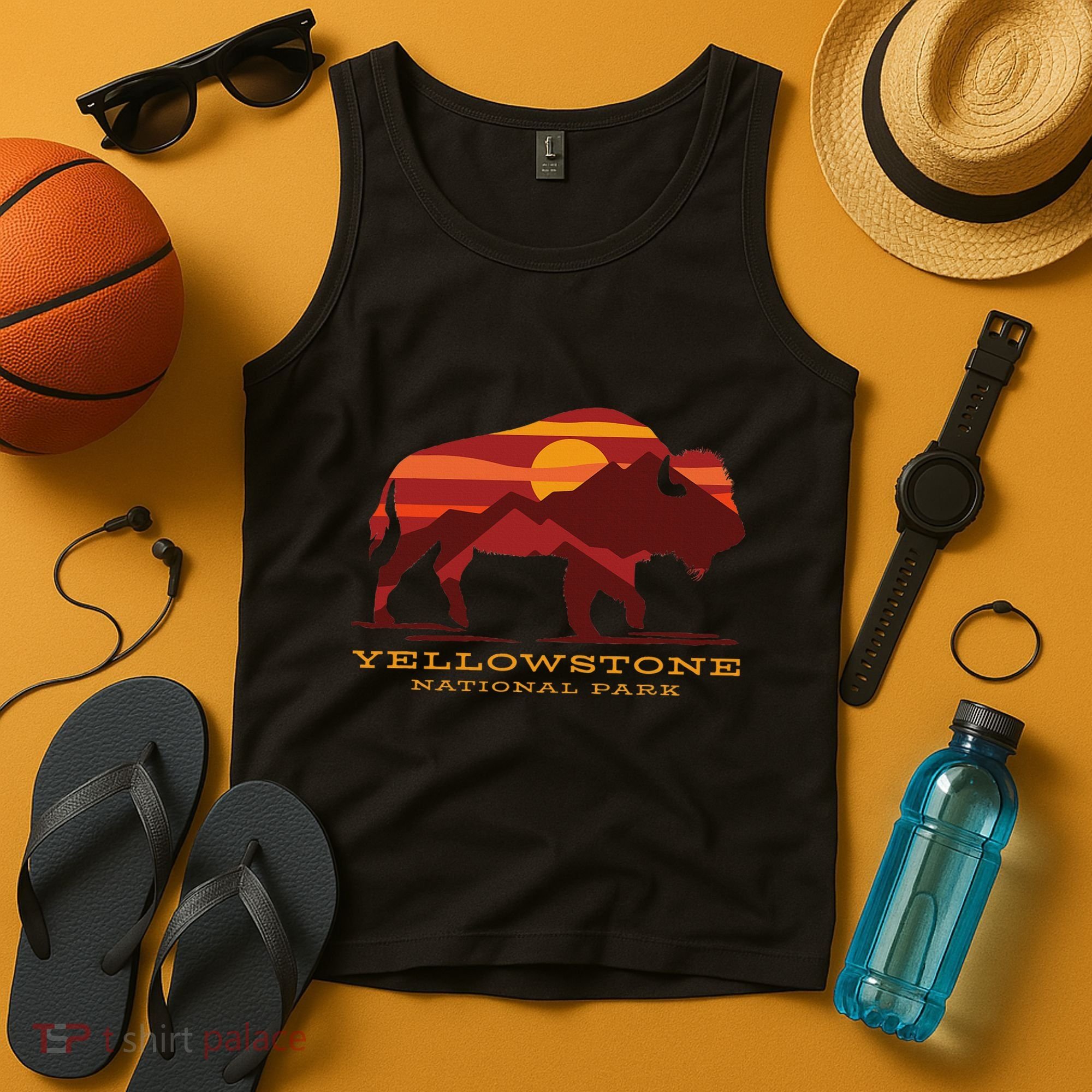 Yellowstone National Park Wyoming Buffalo Bison Sunset Tank Top