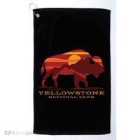 Yellowstone National Park Wyoming Buffalo Bison Sunset Golf Towel thumb 0