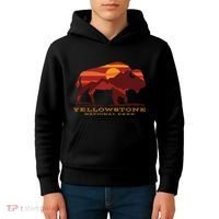 Yellowstone National Park Wyoming Buffalo Bison Sunset Kids Hoodie thumb 4