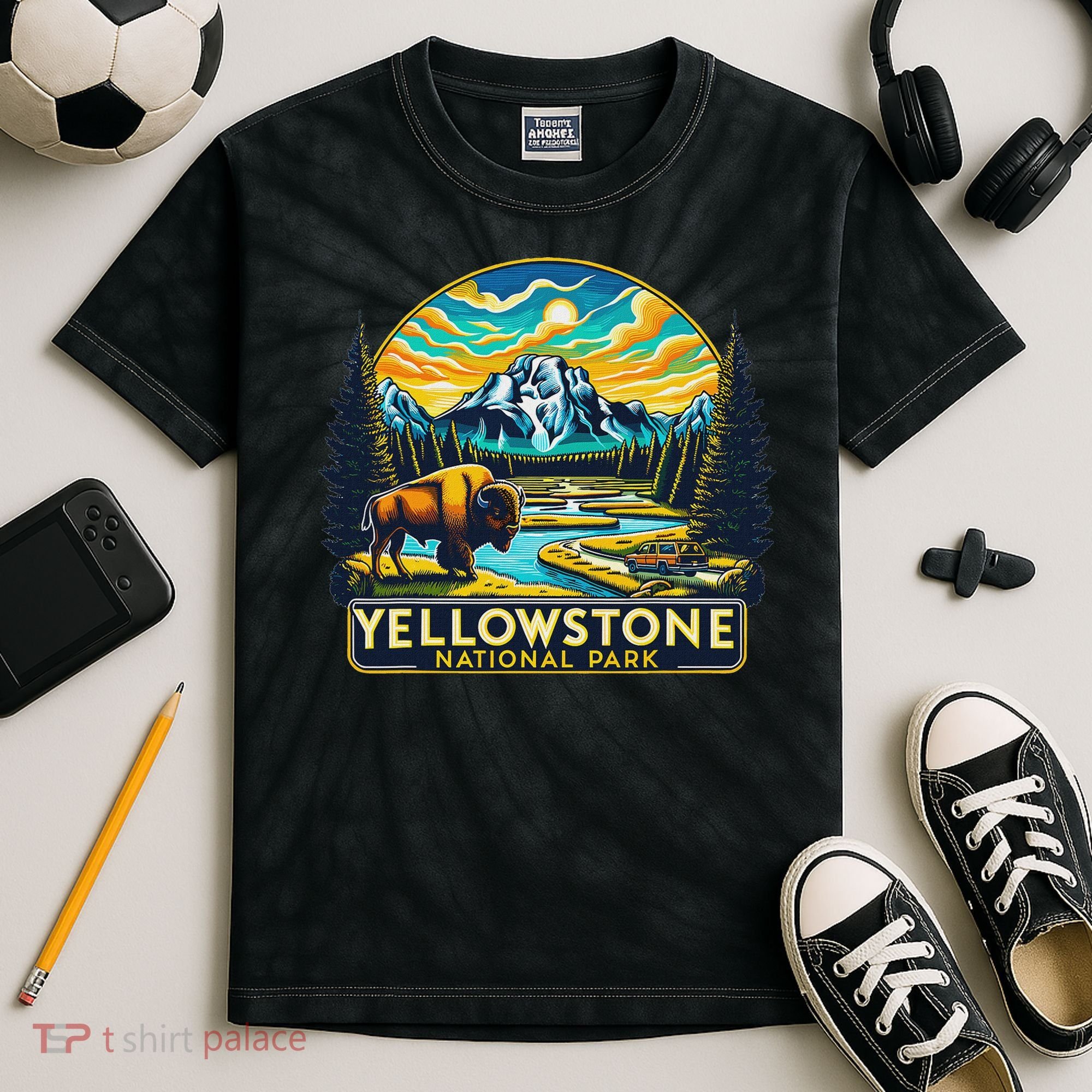 Yellowstone National Park Kids Tie-Dye T-Shirt