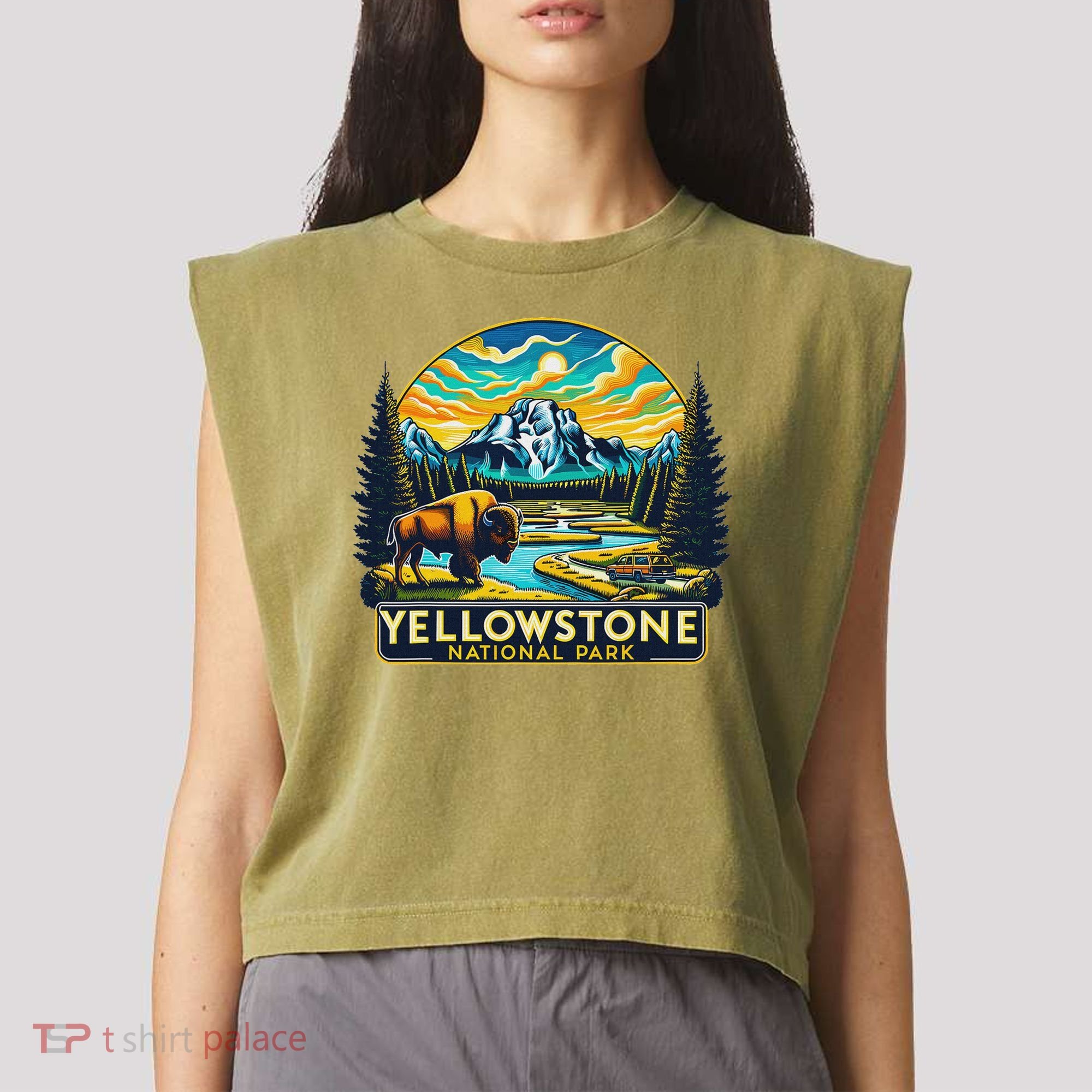 Yellowstone National Park Garment-Dyed Women's Muscle Tee