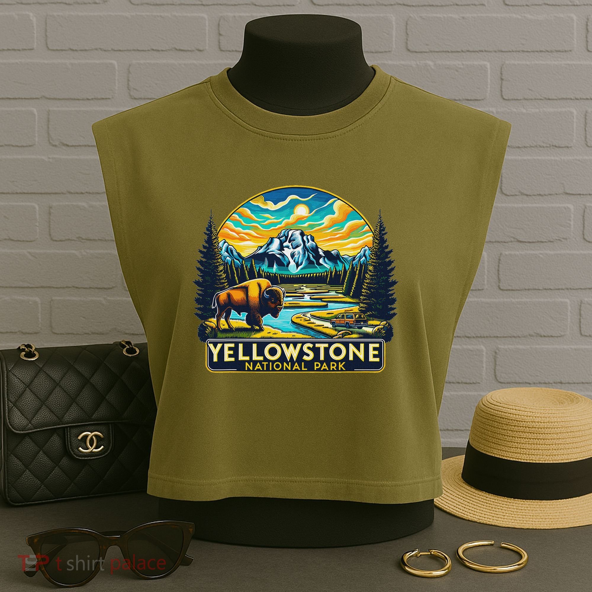 Yellowstone National Park Garment-Dyed Women's Muscle Tee