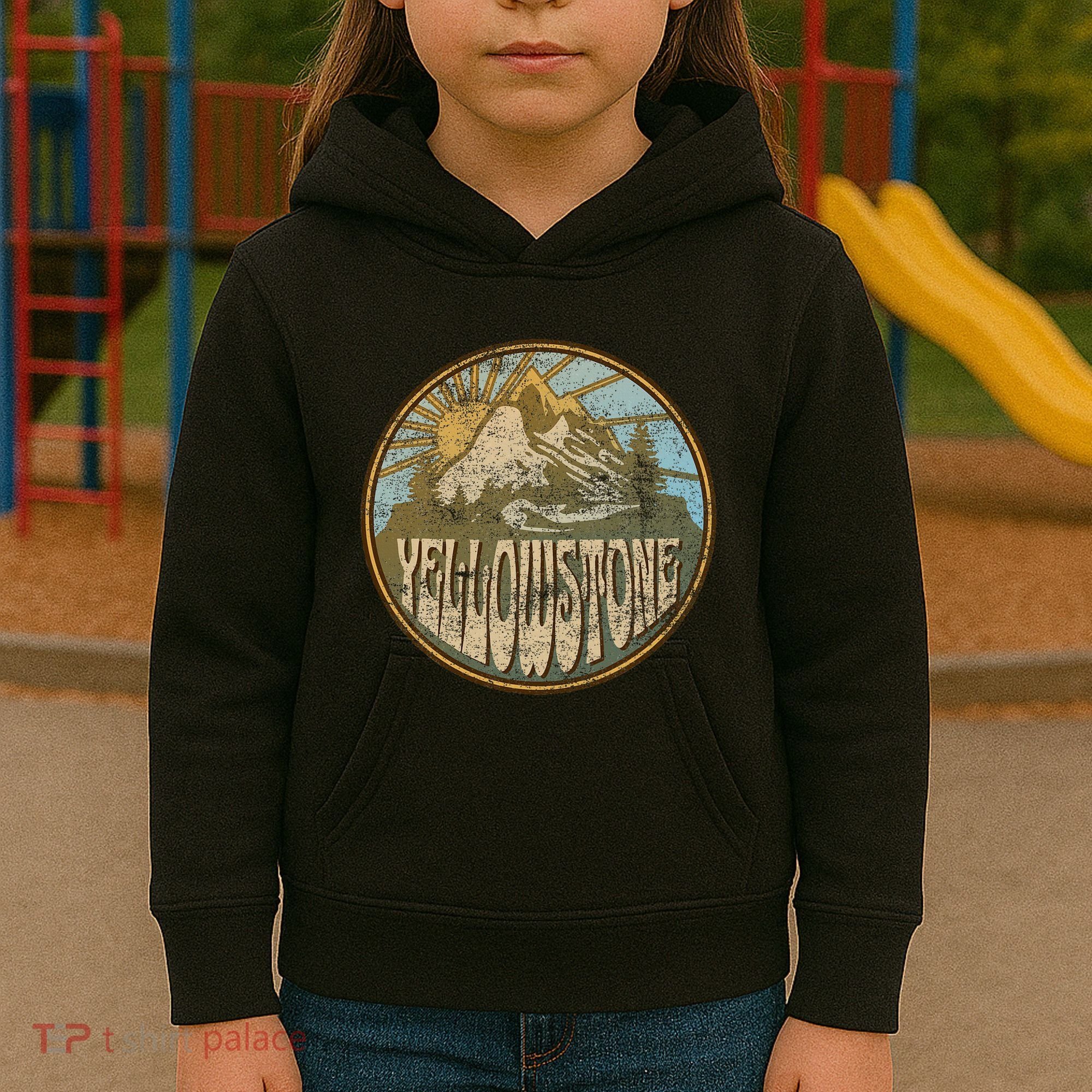 Yellowstone National Park Nature Mountains Hiking Outdoors Kids Hoodie