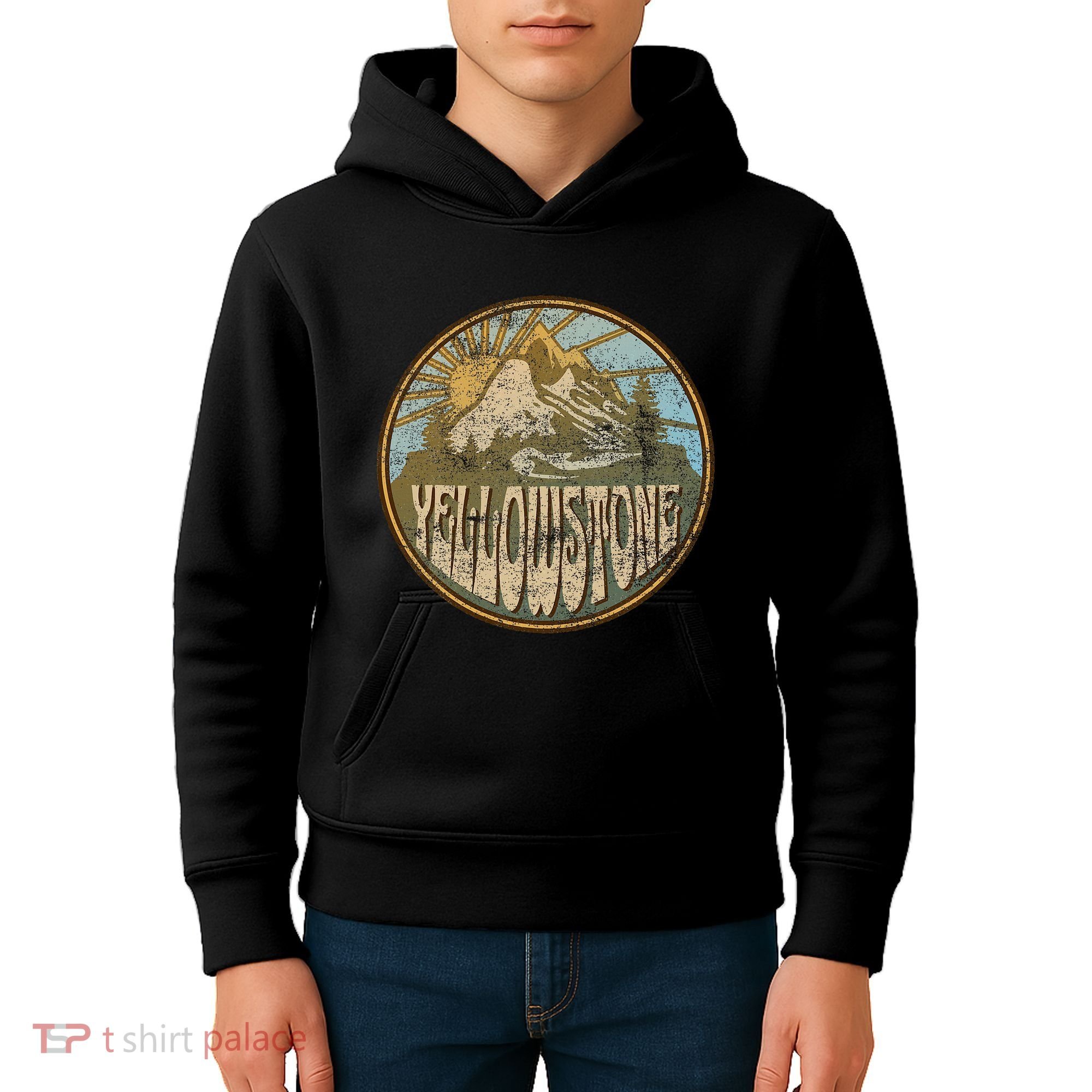 Yellowstone National Park Nature Mountains Hiking Outdoors Kids Hoodie
