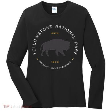 Yellowstone National Park Retro Vintage Graphic Women's Long Sleeve Shirt