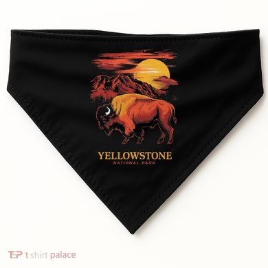 Yellowstone National Park Sun Bison Graphic USA-Made Doggie Bandana