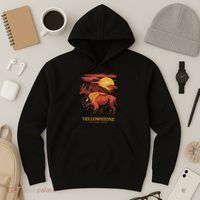 Yellowstone National Park Sun Bison Graphic Hoodie thumb 3