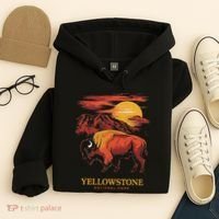 Yellowstone National Park Sun Bison Graphic Hoodie thumb 4