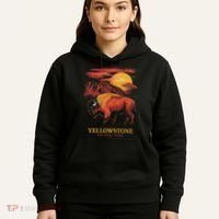 Yellowstone National Park Sun Bison Graphic Hoodie thumb 5