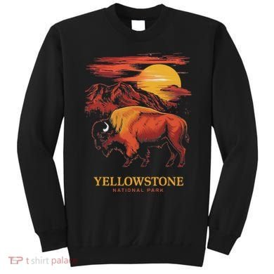 Yellowstone National Park Sun Bison Graphic Sweatshirt