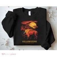 Yellowstone National Park Sun Bison Graphic Sweatshirt thumb 2