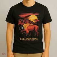 Yellowstone National Park Sun Bison Graphic T-Shirt thumb 3