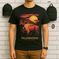 Yellowstone National Park Sun Bison Graphic T-Shirt thumb 6