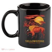Yellowstone National Park Sun Bison Graphic 11oz C Handle Ceramic Mug thumb 2