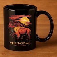 Yellowstone National Park Sun Bison Graphic 11oz C Handle Ceramic Mug thumb 3