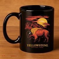 Yellowstone National Park Sun Bison Graphic 11oz C Handle Ceramic Mug thumb 4
