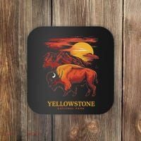 Yellowstone National Park Sun Bison Graphic Coaster thumb 0
