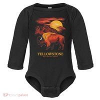 Yellowstone National Park Sun Bison Graphic Baby Long Sleeve Bodysuit thumb 0