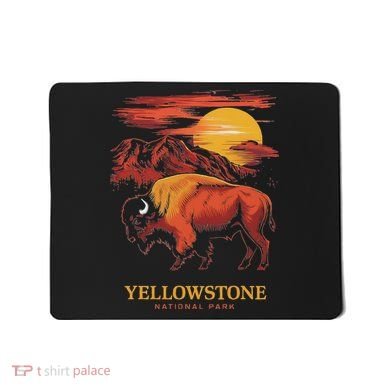 Yellowstone National Park Sun Bison Graphic Mousepad
