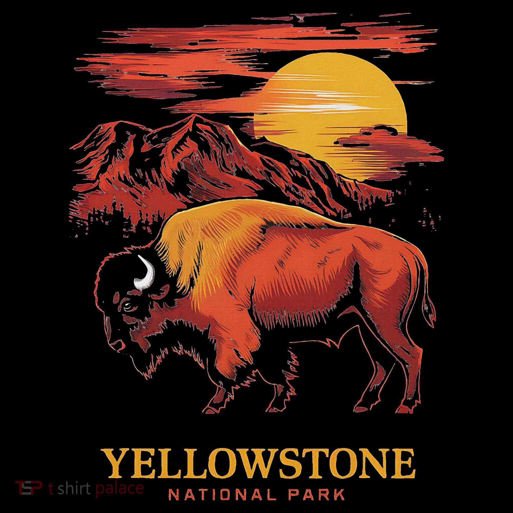 Yellowstone National Park Sun Bison Graphic Ornament