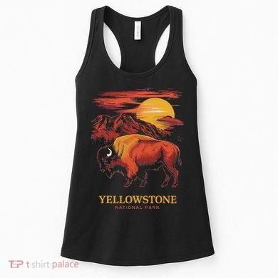 Yellowstone National Park Sun Bison Graphic Women's Tank Top