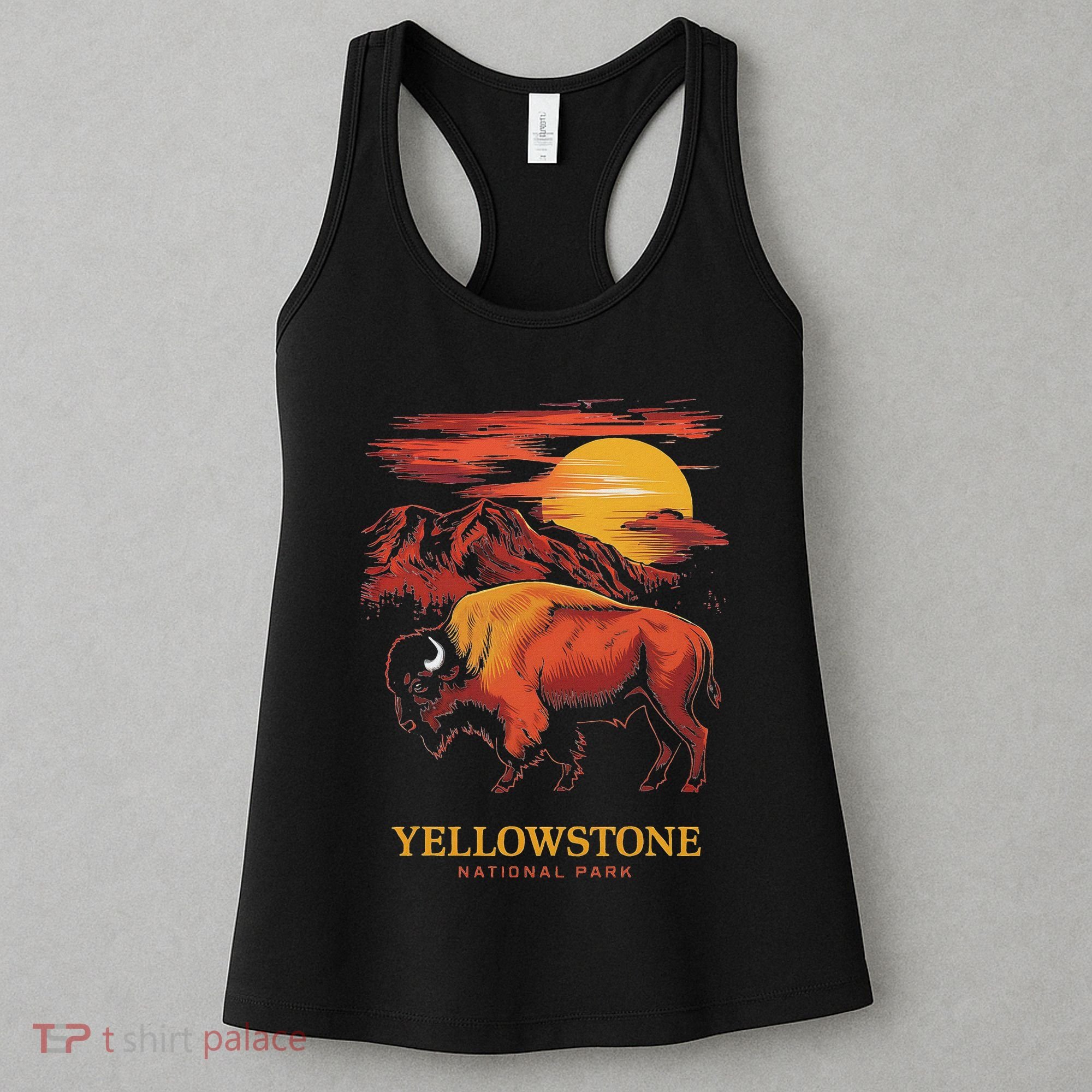 Yellowstone National Park Sun Bison Graphic Women's Tank Top