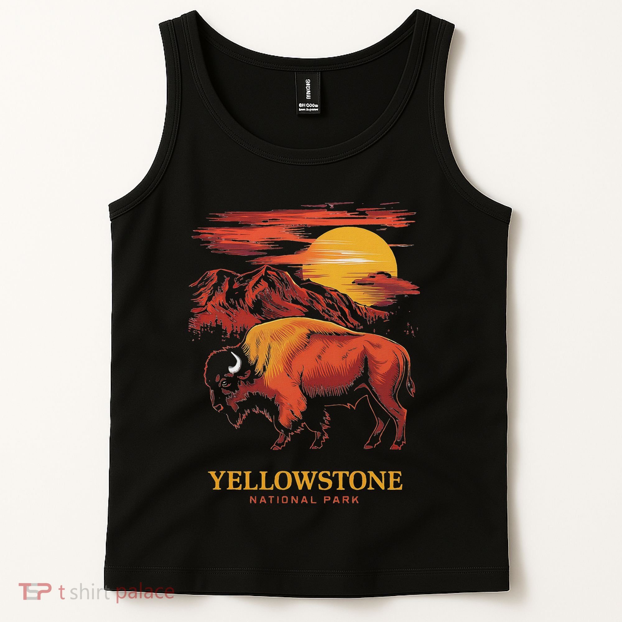 Yellowstone National Park Sun Bison Graphic Tank Top