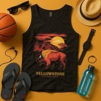 Yellowstone National Park Sun Bison Graphic Tank Top thumb 4