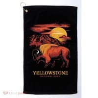 Yellowstone National Park Sun Bison Graphic Golf Towel thumb 0