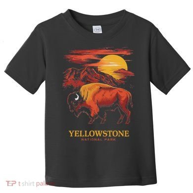 Yellowstone National Park Sun Bison Graphic Toddler T-Shirt