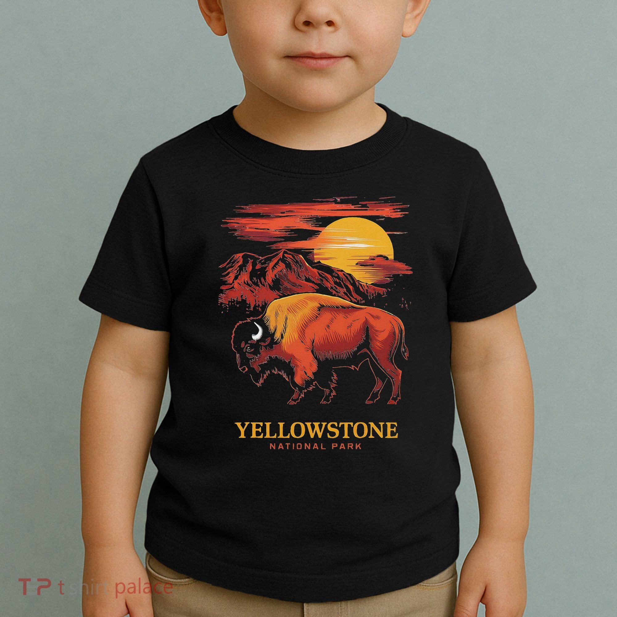 Yellowstone National Park Sun Bison Graphic Toddler T-Shirt