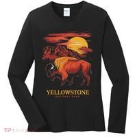 Yellowstone National Park Sun Bison Graphic Women's Long Sleeve Shirt thumb 0