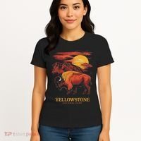 Yellowstone National Park Sun Bison Graphic Women's T-Shirt thumb 4