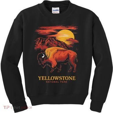 Yellowstone National Park Sun Bison Graphic Kids Sweatshirt