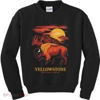 Yellowstone National Park Sun Bison Graphic Kids Sweatshirt thumb 0