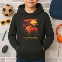 Yellowstone National Park Sun Bison Graphic Kids Hoodie thumb 2