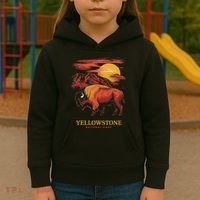 Yellowstone National Park Sun Bison Graphic Kids Hoodie thumb 3