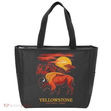 Yellowstone National Park Sun Bison Graphic Tote Bag