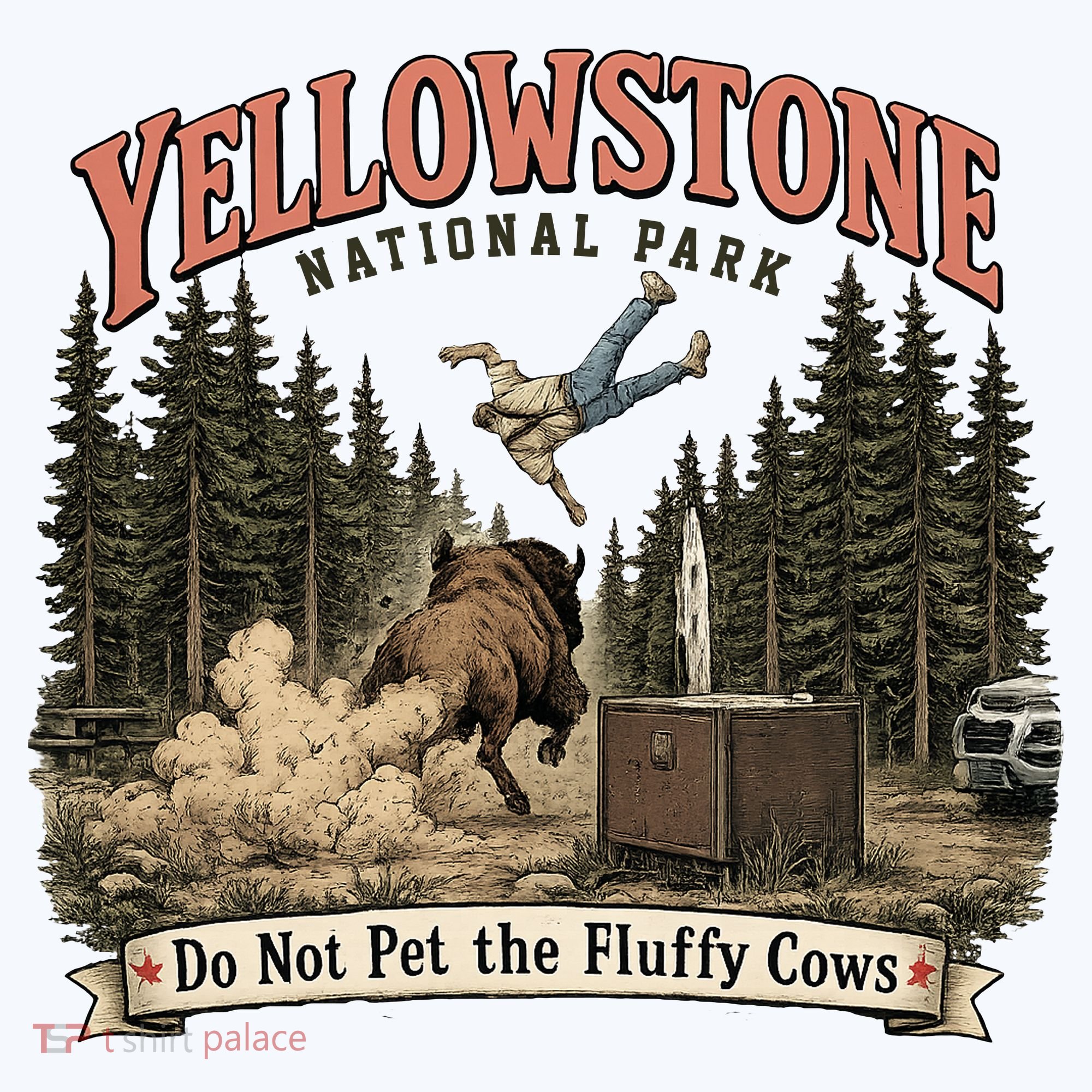 Yellowstone National Park Do Not Pet The Fluffy Cows Bucket Hat