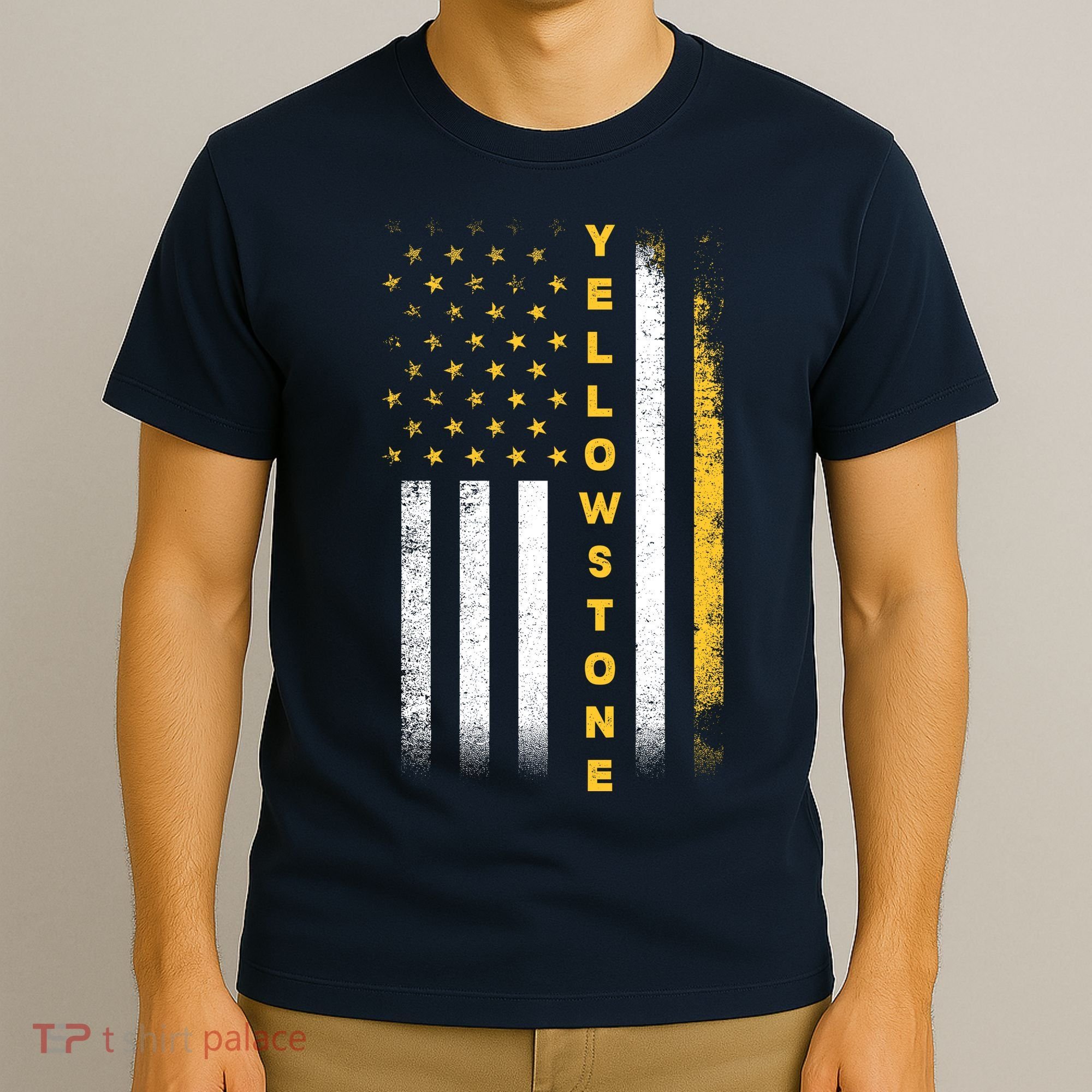 Yellowstone National Park Vintage American Flag T-Shirt