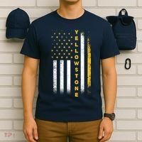 Yellowstone National Park Vintage American Flag T-Shirt thumb 6