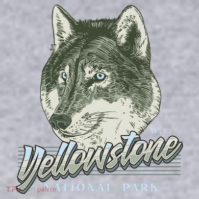 Yellowstone National Park Wolf Logo Women's Racerback Cropped Tank