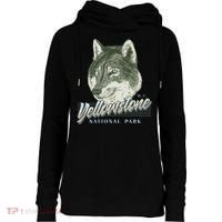 Yellowstone National Park Wolf Logo Womens Funnel Neck Pullover Hood thumb 0